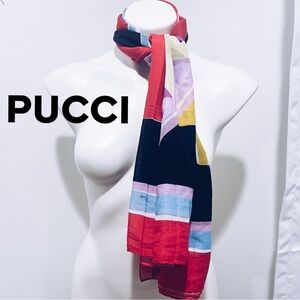 EMILIO PUCCI PAREO JUULIO ABSTRACT PRINT SCARF COTTON VOILLE PAREO